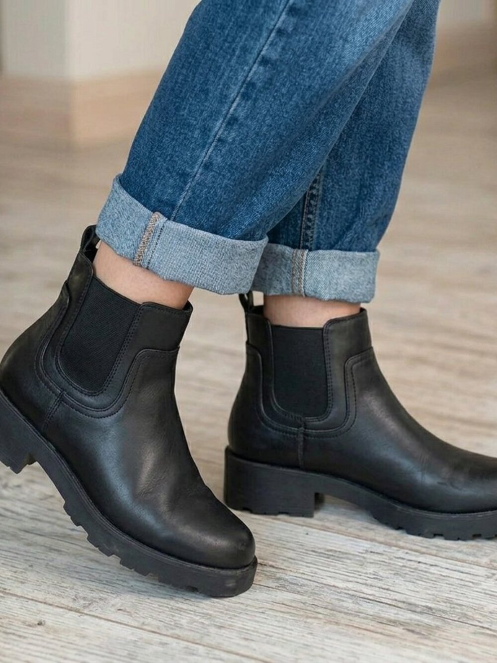 Old Navy - Black Leather Ankle Boots